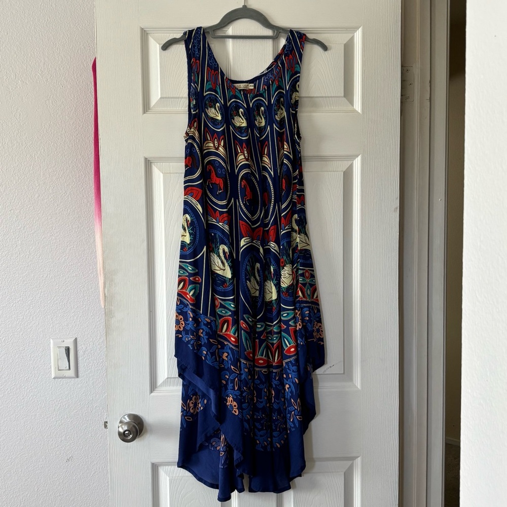 Vintage Young USA Blue Patterned Maxi Dress